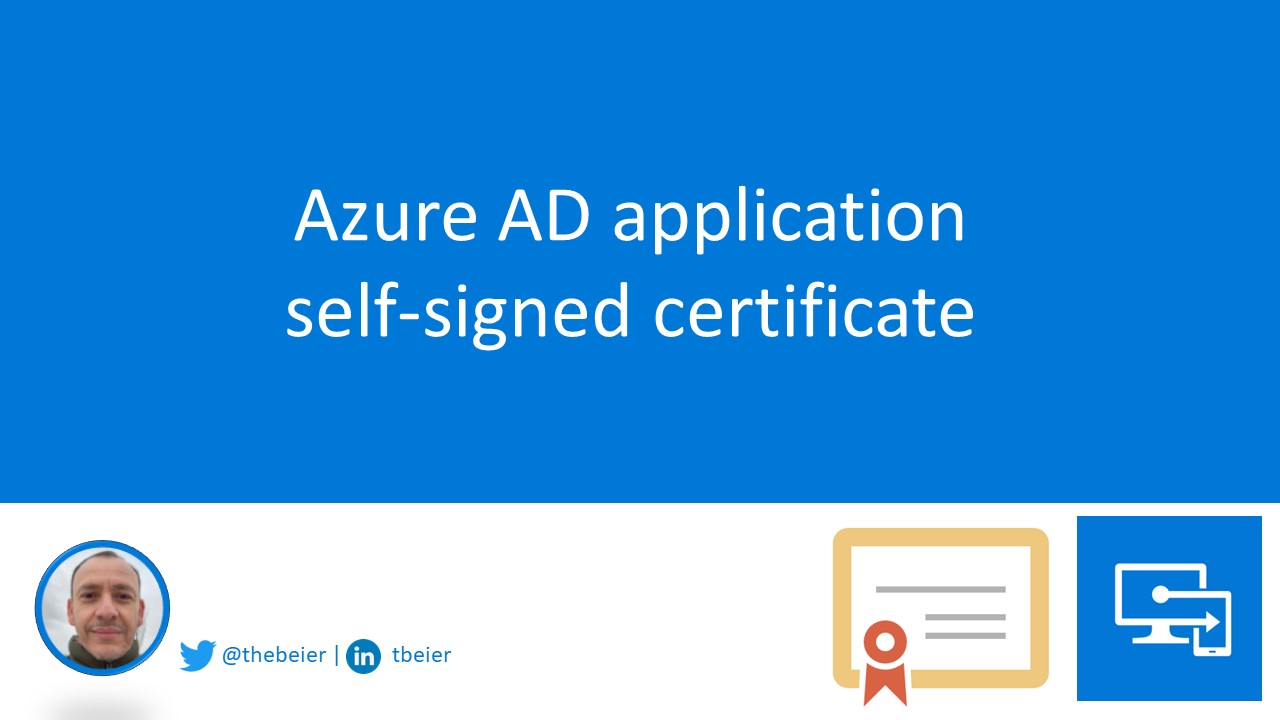 Azure AD application – self-signed certificate